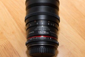 Rokinon Cine 35 mm Above shot of lens