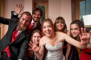 Bridal party shot with a 3'x4' softbox