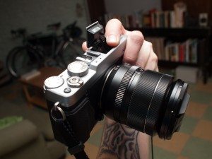 Fuji X-E1 Popup Flash Unit Manually Modified for Bounce Flash Use