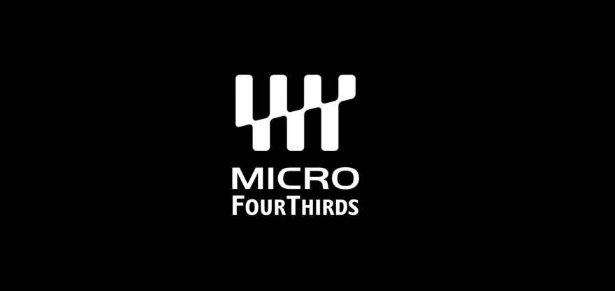 Micro Four Thirds Logo White on Black Wide