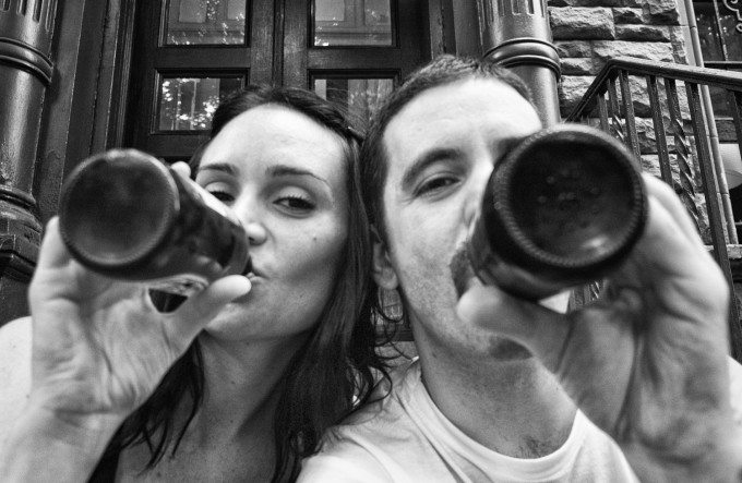 Jen and me beers on the stoop