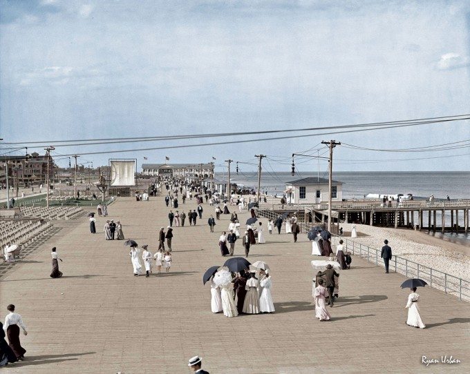 The Jersey Shore circa 1905. “Boardwalk at Asbury Park.” - Imgur