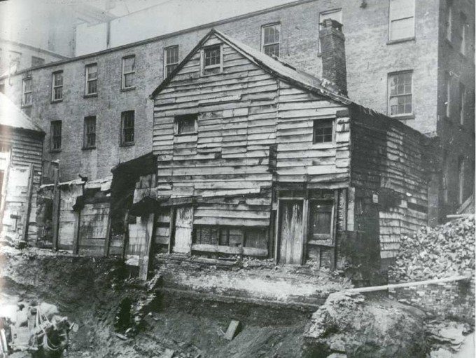 "Old house on a Bleecker Street back lot"