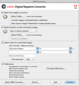 The Adobe DNG Converter version 8.2.0