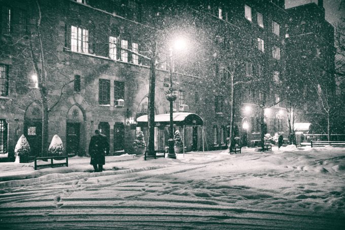 new york city - snow on a winter night - midtown east