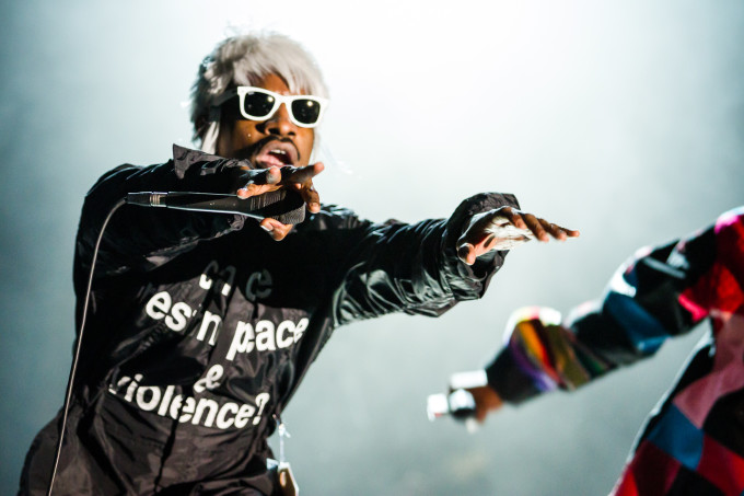Outkast Andre 3000 and Big Boi performing at LouFest in St. Louis on September 7th, 2014.