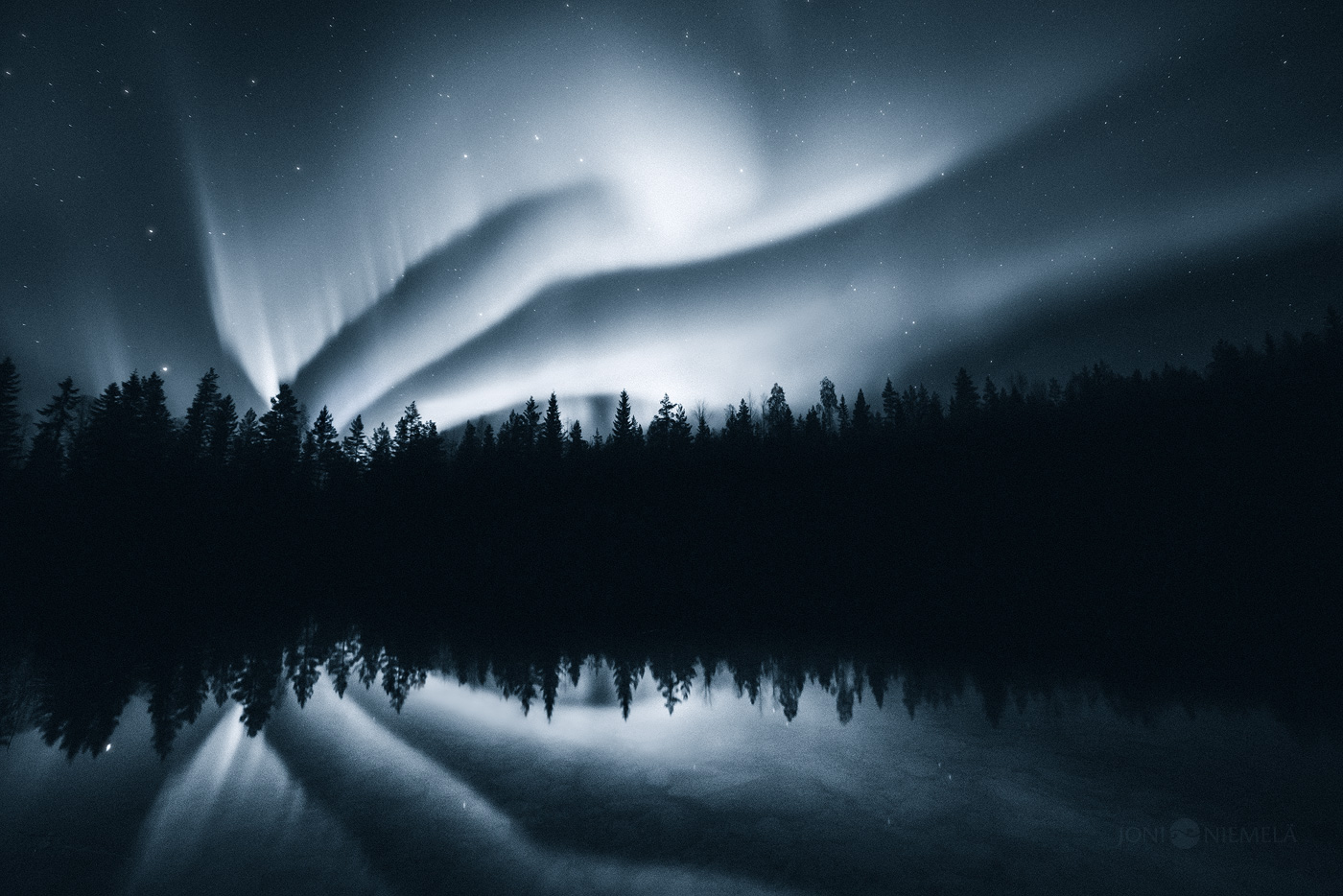 White Flames: The Aurora Borealis in Monochrome