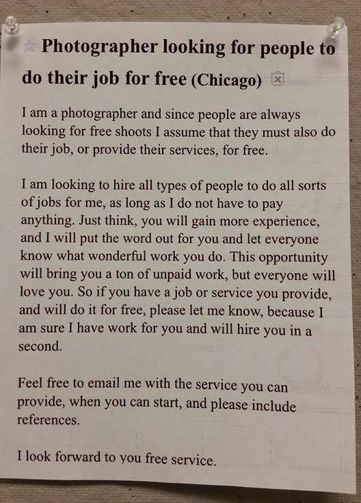This Photographer is Looking For Others to Do Their Jobs for Free