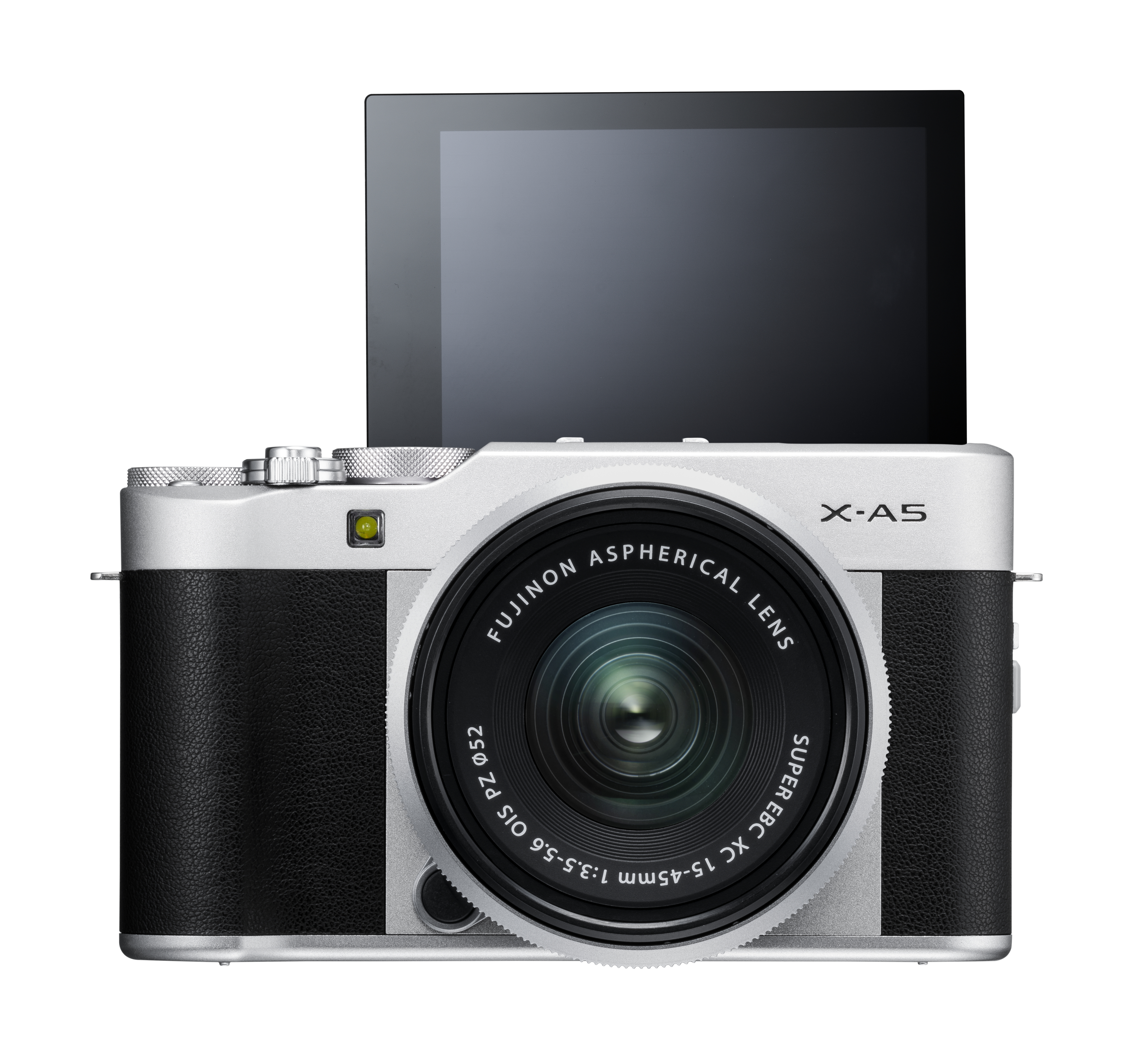 X-A5_Silver_Front_MonitorUP+XC15-45mm