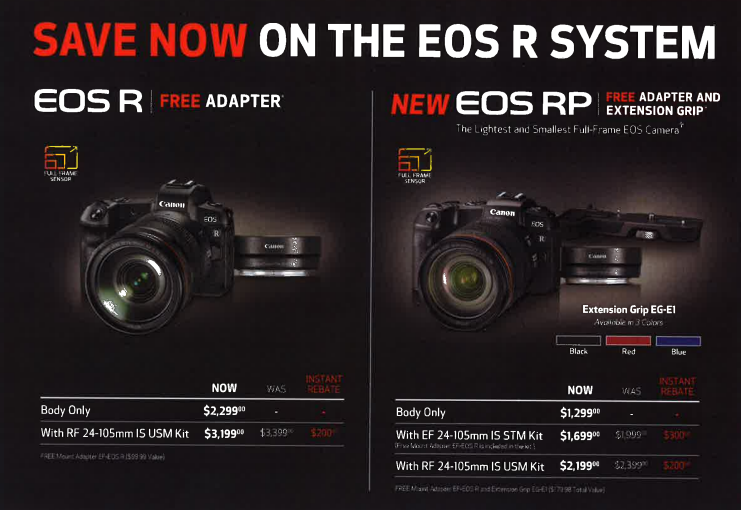Canon Camera Deals EOS R and EOS RP