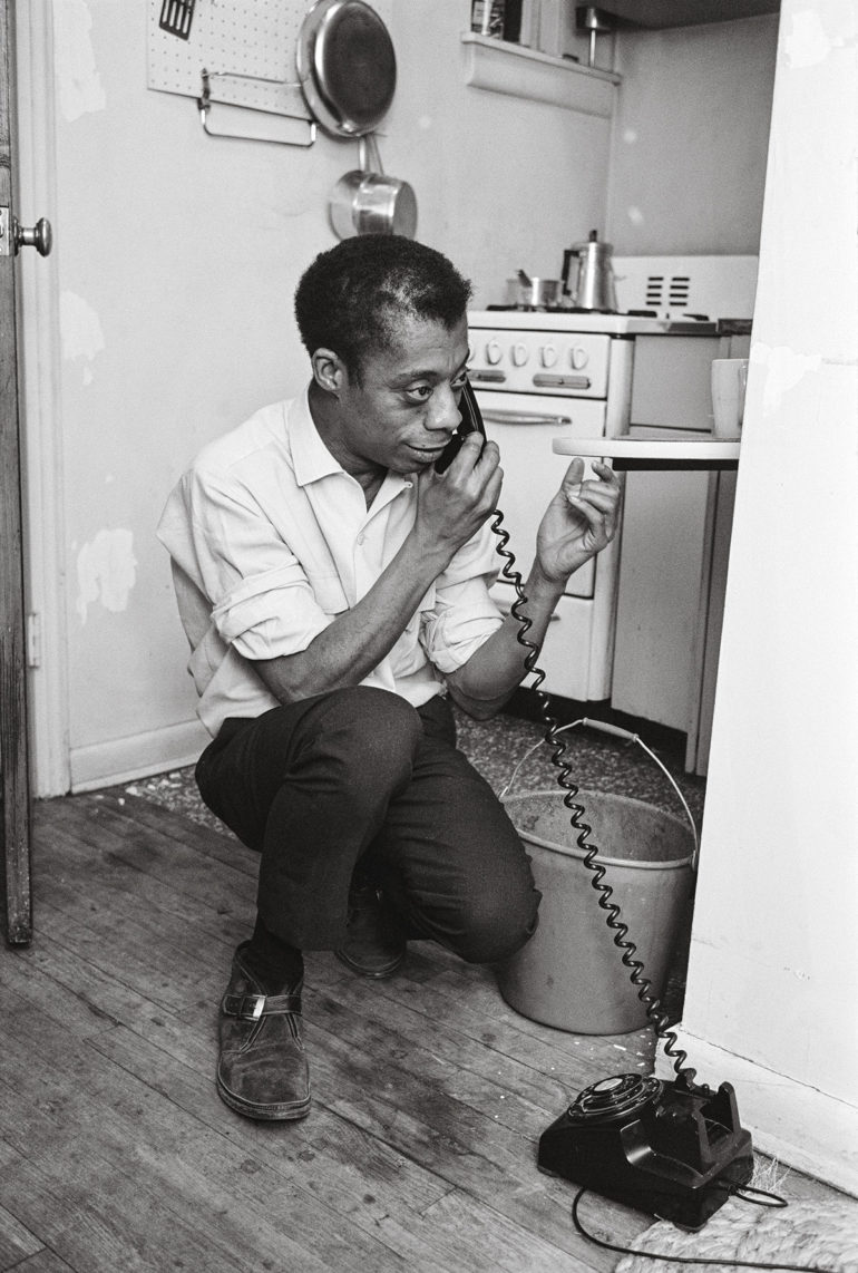 For below question 7 Baldwin on Phone New York 1963 photo by Steve Schapiro
