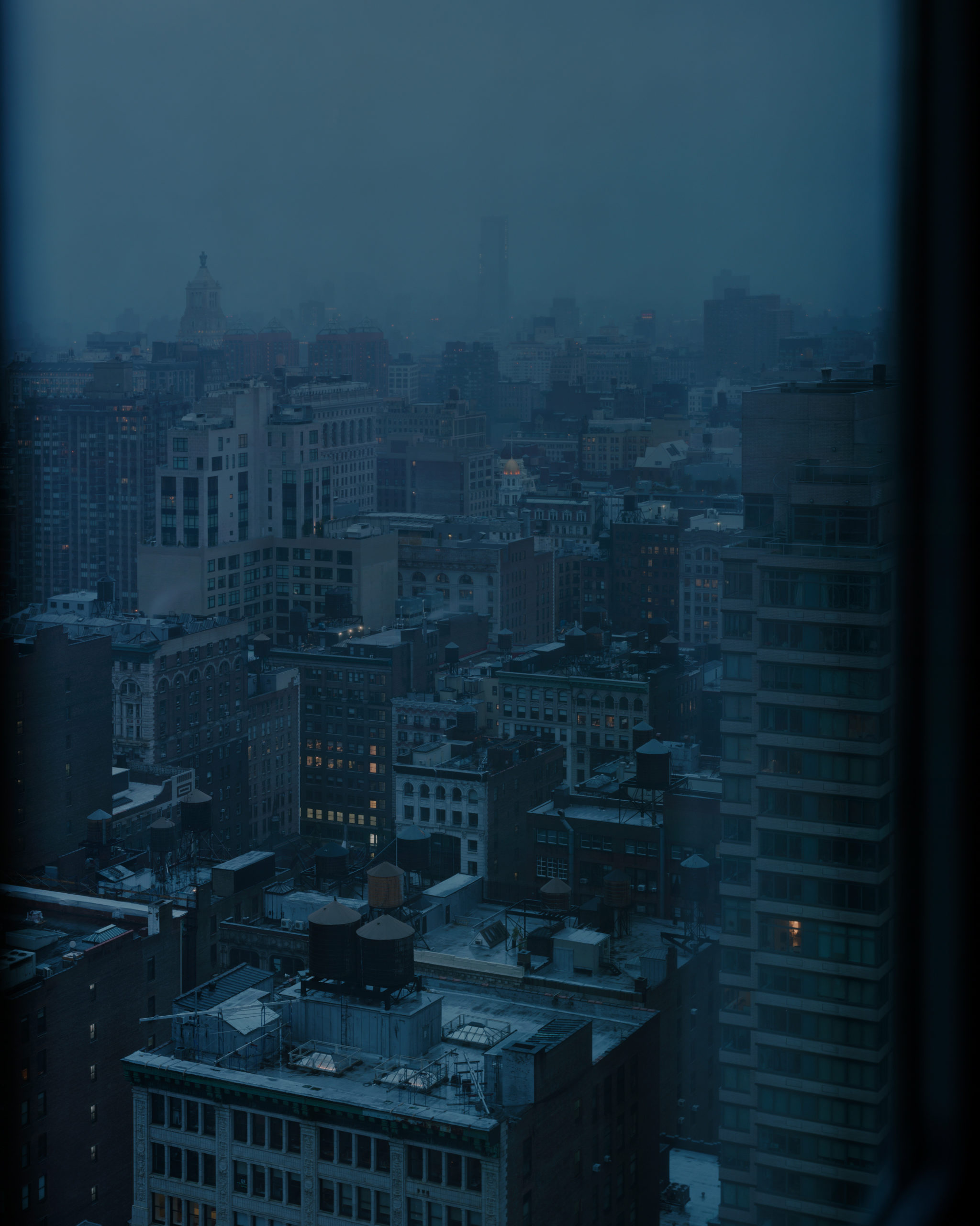 USA. New York, New York. 2018. Hotel room view.