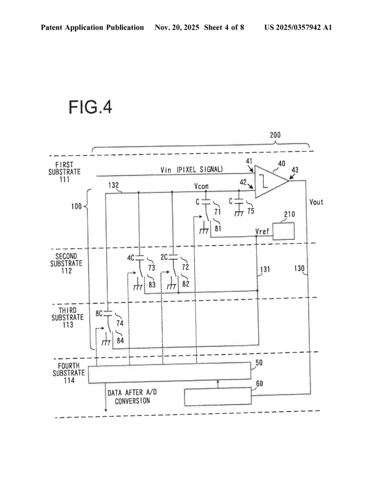 Technical diagram showing a multi-substrate circuit with labeled components and signal paths.