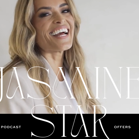 Smiling woman with long hair, white top, and text reading Jasmine Star over a white background.