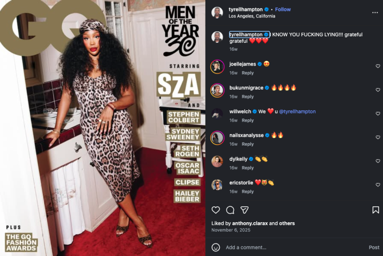 SZA poses in a leopard print dress and matching headband on the GQ Men of the Year 2023 cover.